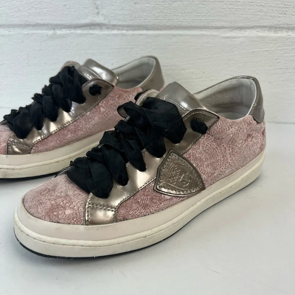 Philippe Model Blush Pink Metallic Accent Sneakers